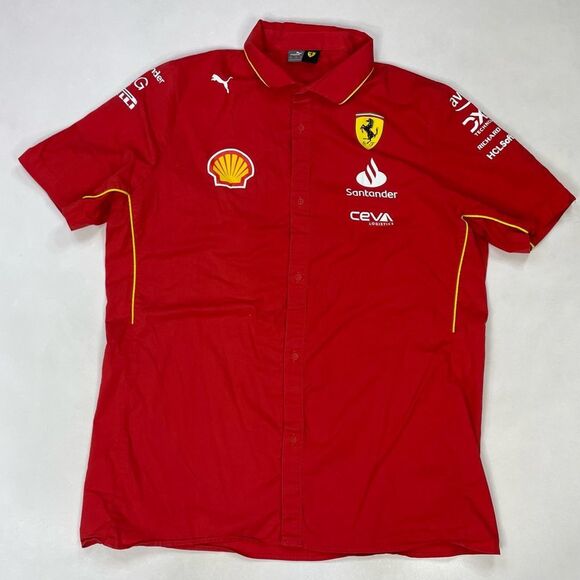 Puma Ferrari Scuderia F1 Team button Up Shirt Men XXL Red 763601 01 - Picture 1 of 8